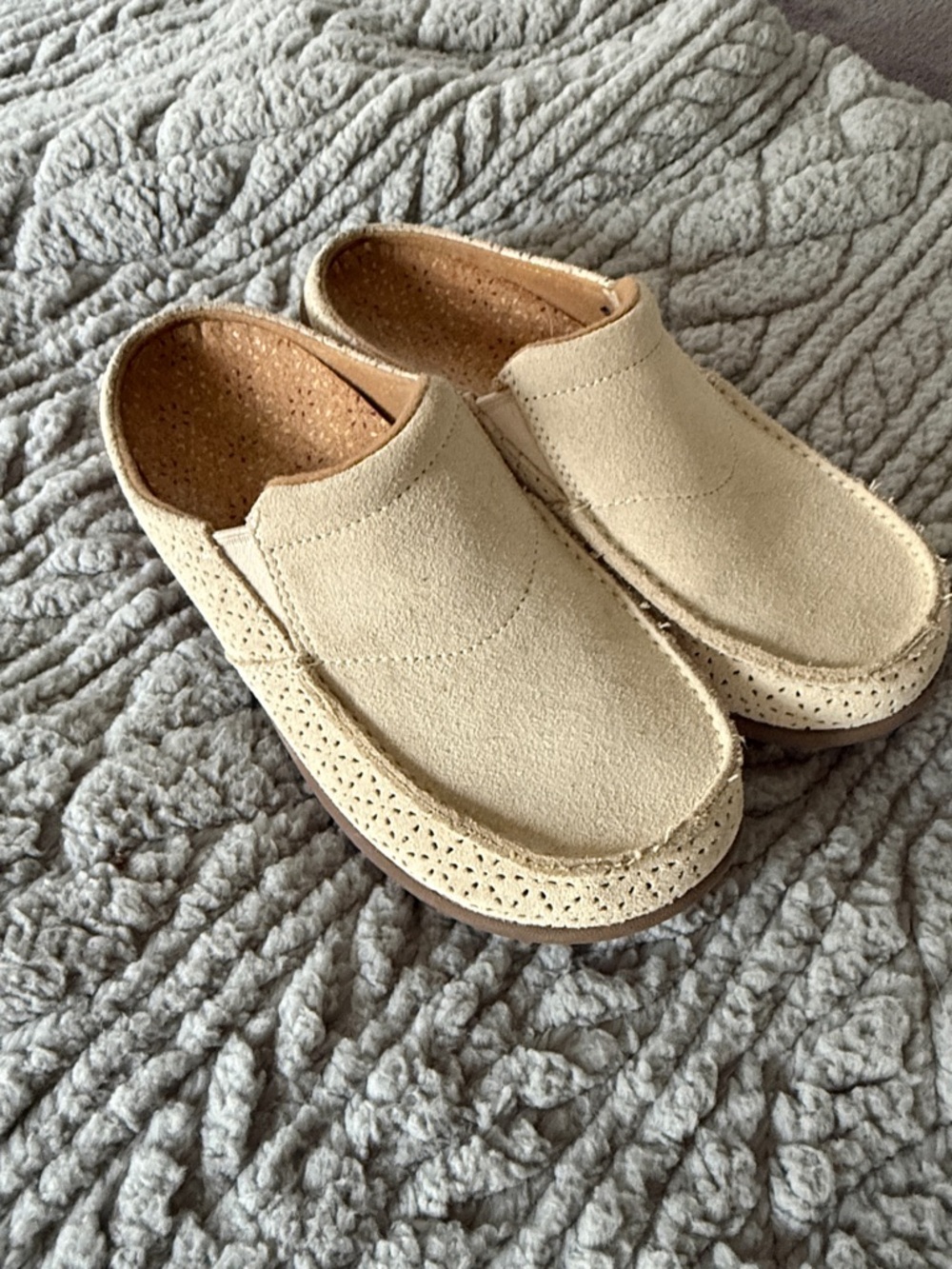 Revitalign Beige Suede Slip-On Clog Mules